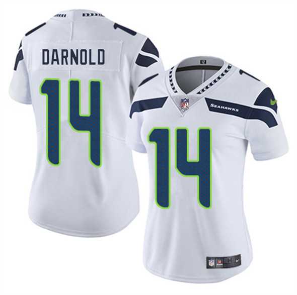 Womens Seattle Seahawks #14 Sam Darnold White 2025 Vapor Limited Stitched Jersey Dzhi